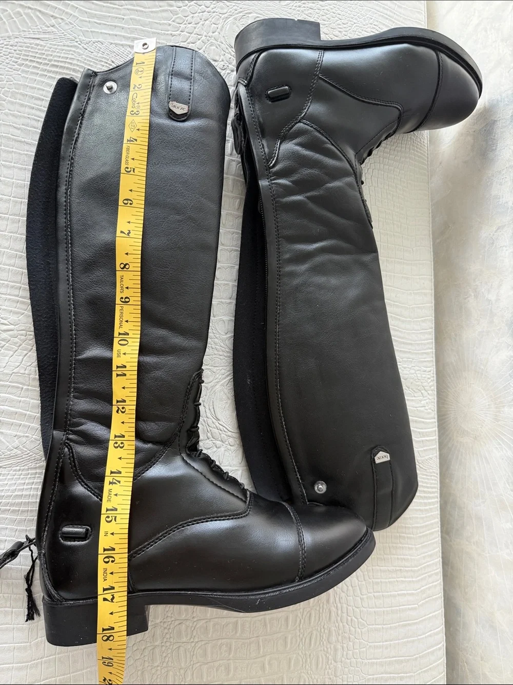 HORZE KIDS Tall Equestrian-Style Leather Boots - Black, Size 37 ( Big Kid 5-5,5)